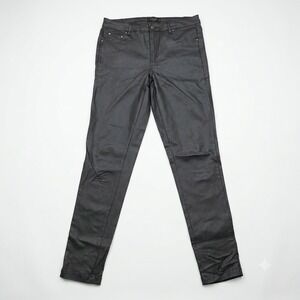 SPYM Womens Black Coated Skinny Pants Mid Rise Faux Leather Look Size 38 Stretch